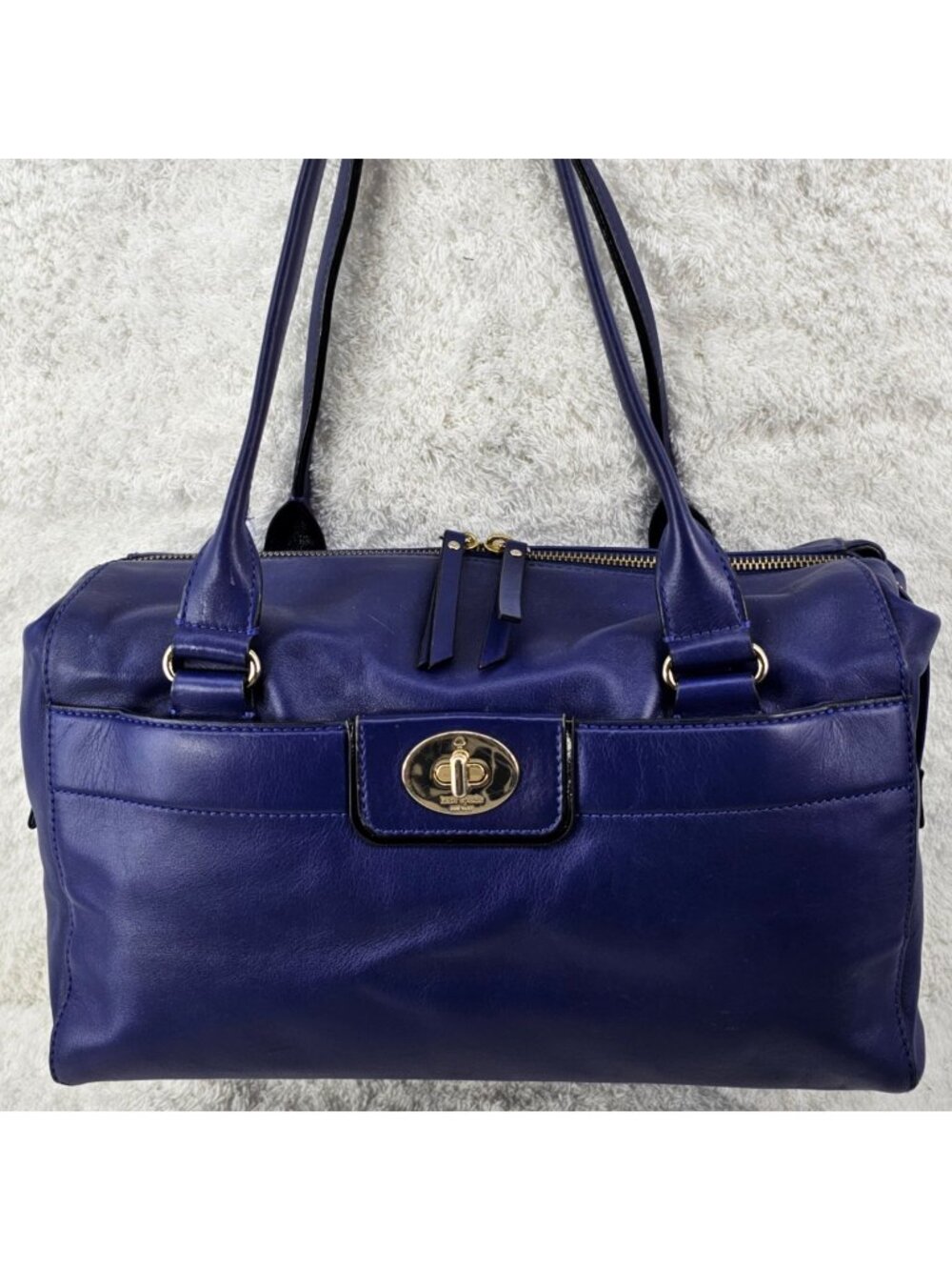 KATE SPADE Hampton Road Colette Blue Smooth Leather Barrel Shoulder Bag